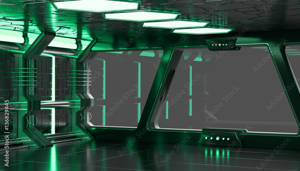 太空船绿色内部此图像毛发的3D渲染元素
