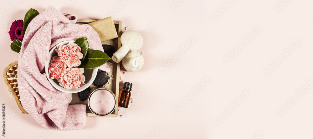 Spa background. Flat lay