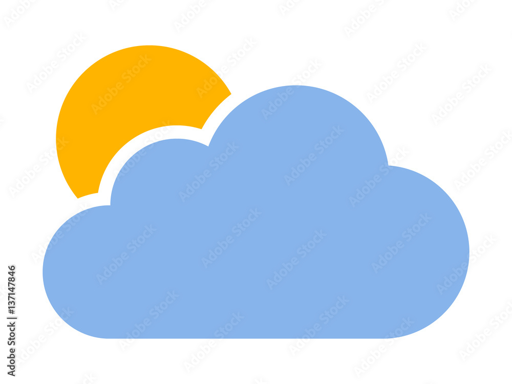 多云或云层部分遮挡阳光，天气应用程序和网站的颜色矢量图标