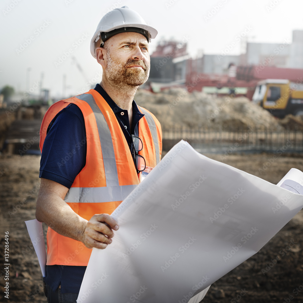 Construction Worker Planning Constractor Developer Concept