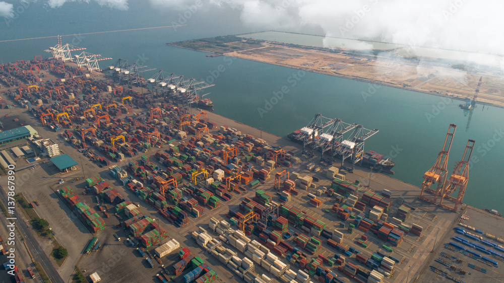 Landscape from bird eye view for Laem chabang logistic port