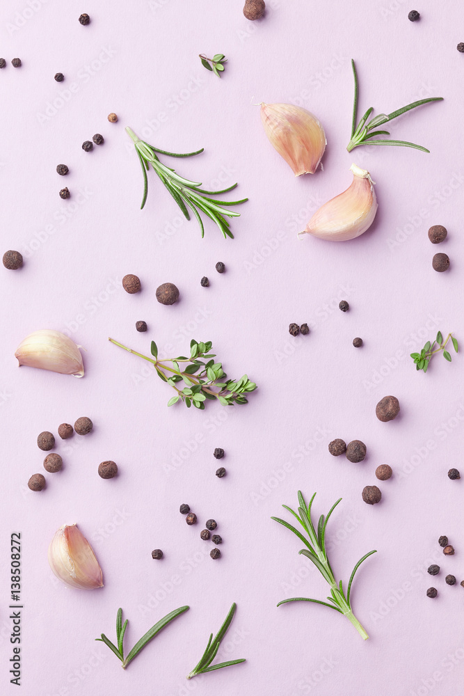 spices on purple background