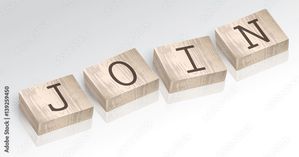 Word JOIN composed from alphabet blocks vector illustration