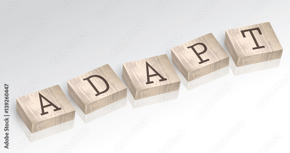 由字母块矢量插图组成的单词ADAPT