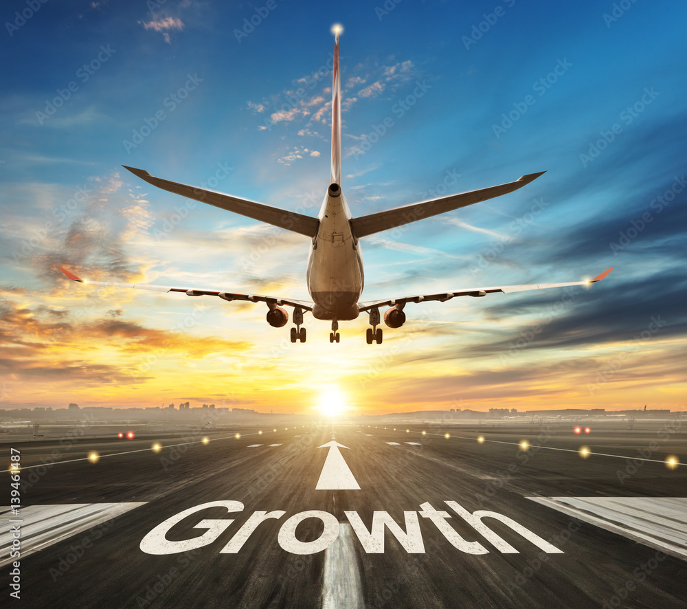 Growth creative concept with airport runway