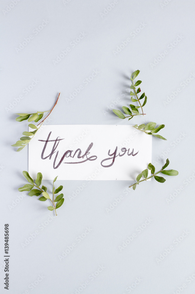calligraphy floral pattern top view mock up - Thank you