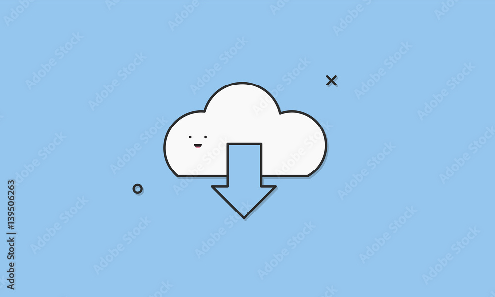 Cloud Computing Online Data Media Storage Cartoon Charactor