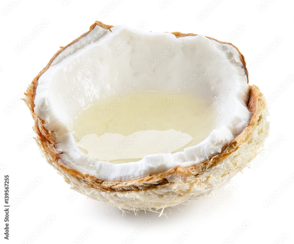 Coconut. Fresh young nut isolated on white background. Full depth of field.
