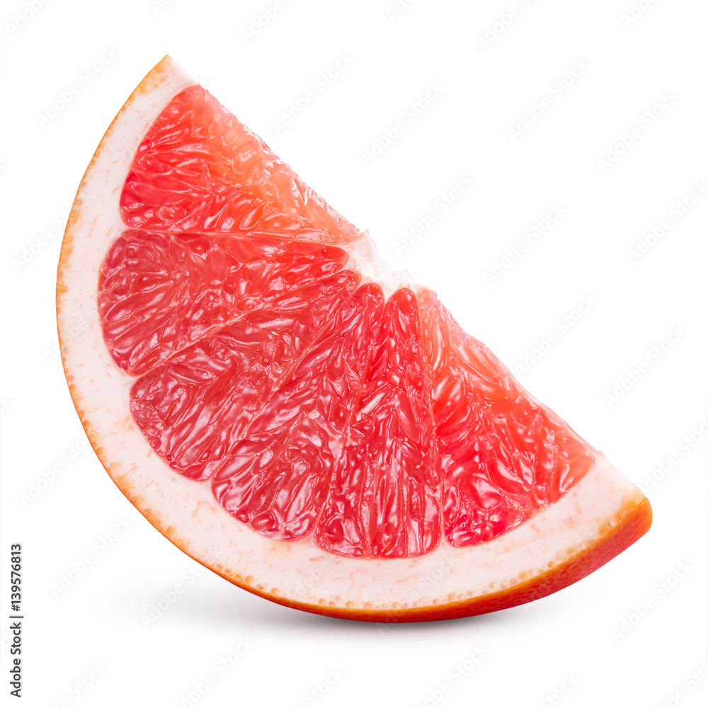 Grapefruit slice isolated on white background. With clipping path.