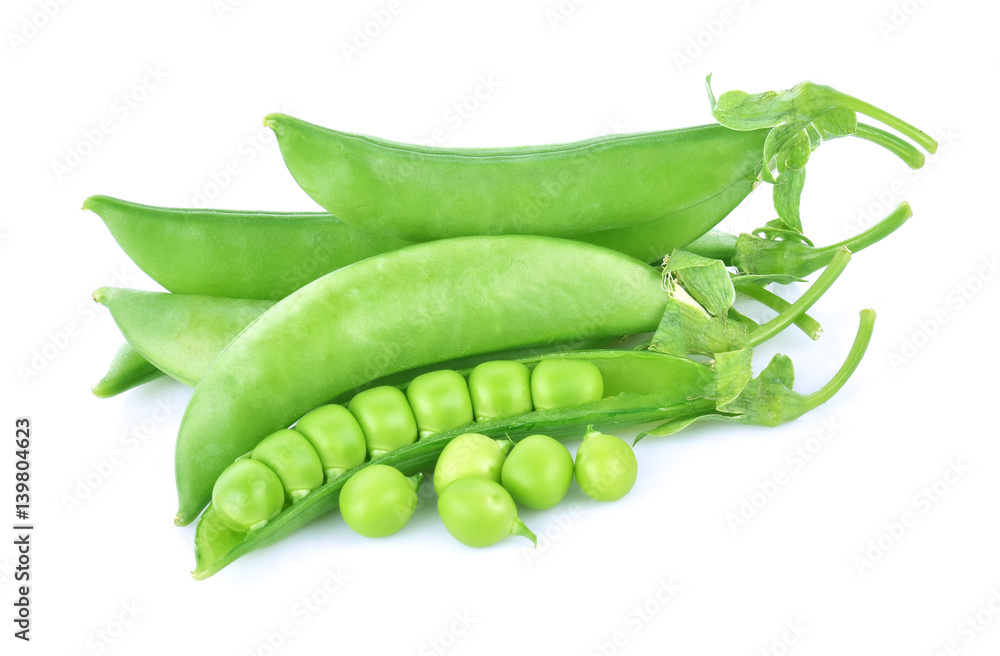 snap peas isolated on white