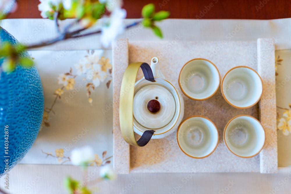 elegance japanese style tea set on table