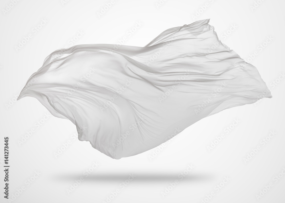 Smooth elegant white cloth on gray background