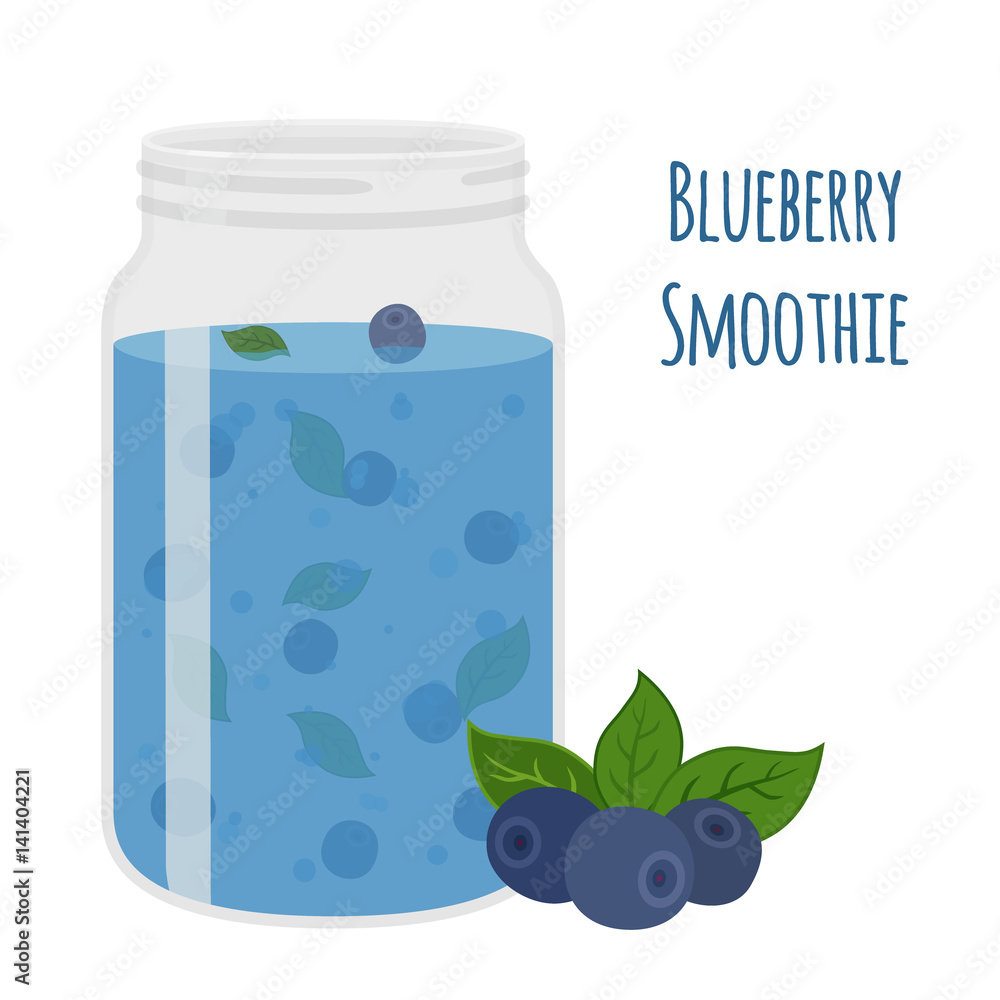 蓝莓奶昔。素食有机排毒饮料。健康营养，鸡尾酒。
