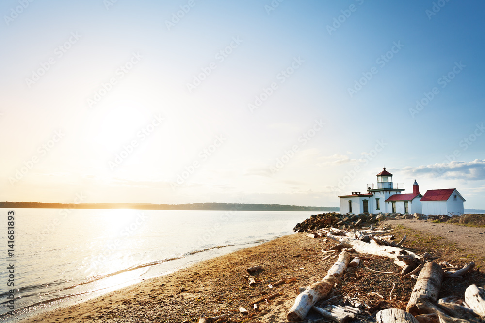 Bay of Puget Sound with West Point Lighthouse, WA