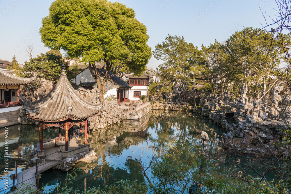 中国苏州狮子林花园。联合国教科文组织遗产。