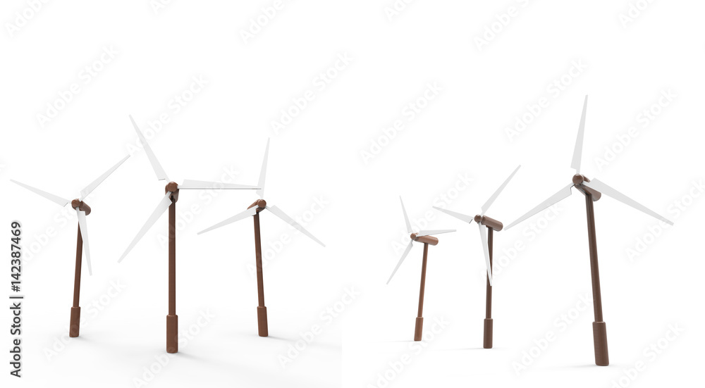 风力涡轮机可再生能源。插图