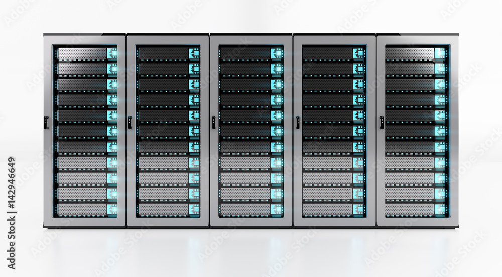 白色服务器机房数据中心存储三维渲染