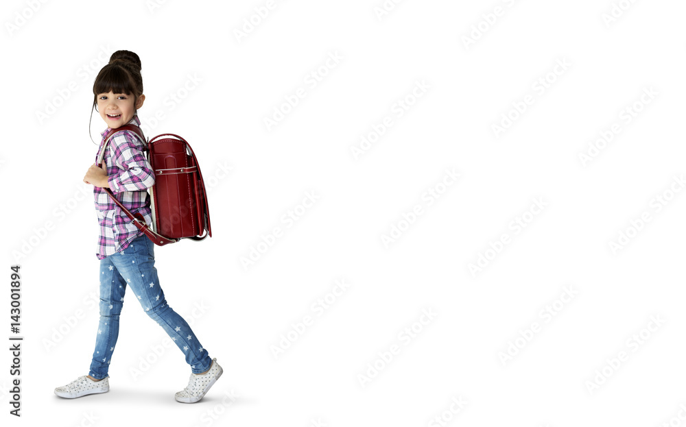 背着背包的年轻亚洲学生肖像