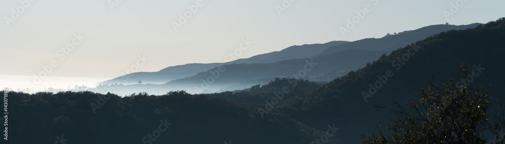 加利福尼亚州洛杉矶的雾云景观全景