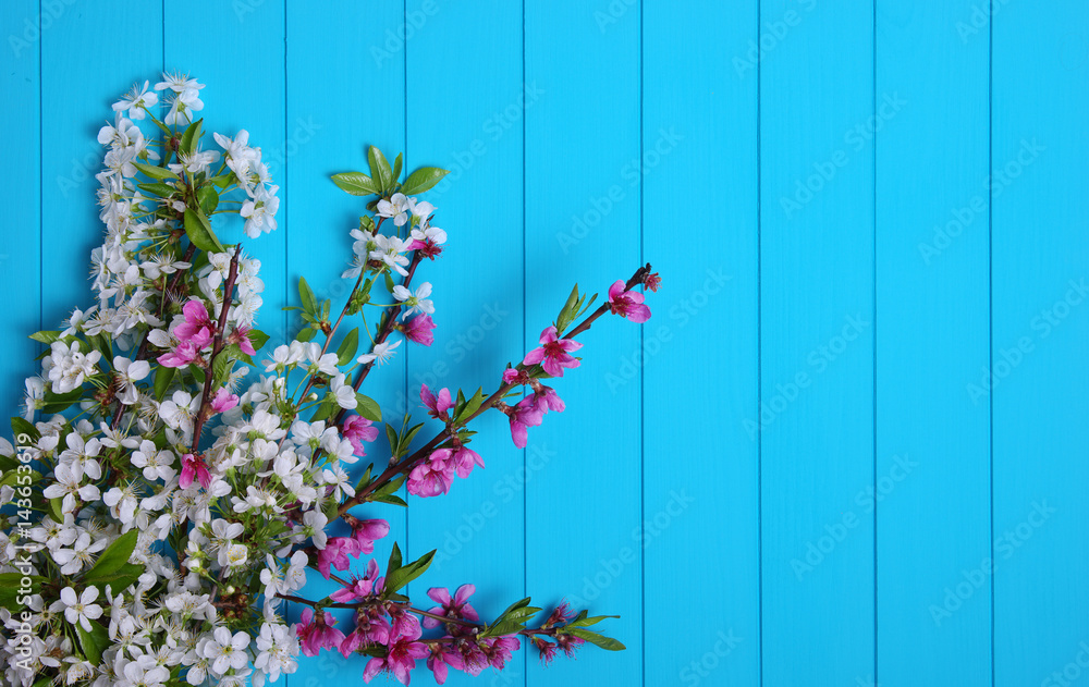  Spring flowers on wood