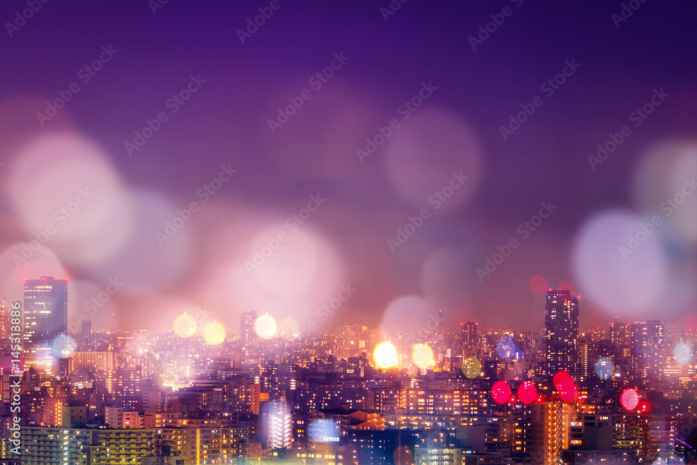 City nightlife, blur bokeh background
