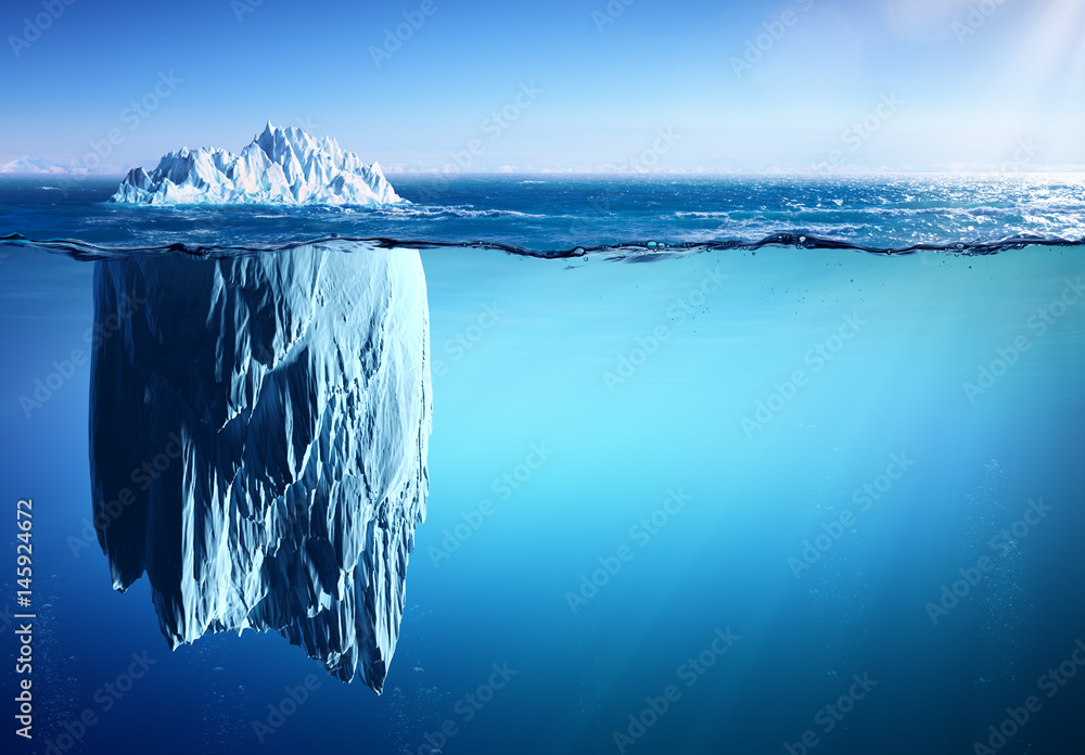漂浮在海上的冰山——外观与全球变暖概念