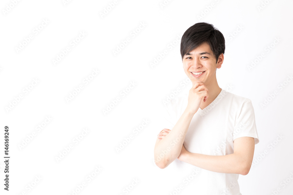 portrait of young asian man isolated on white background
