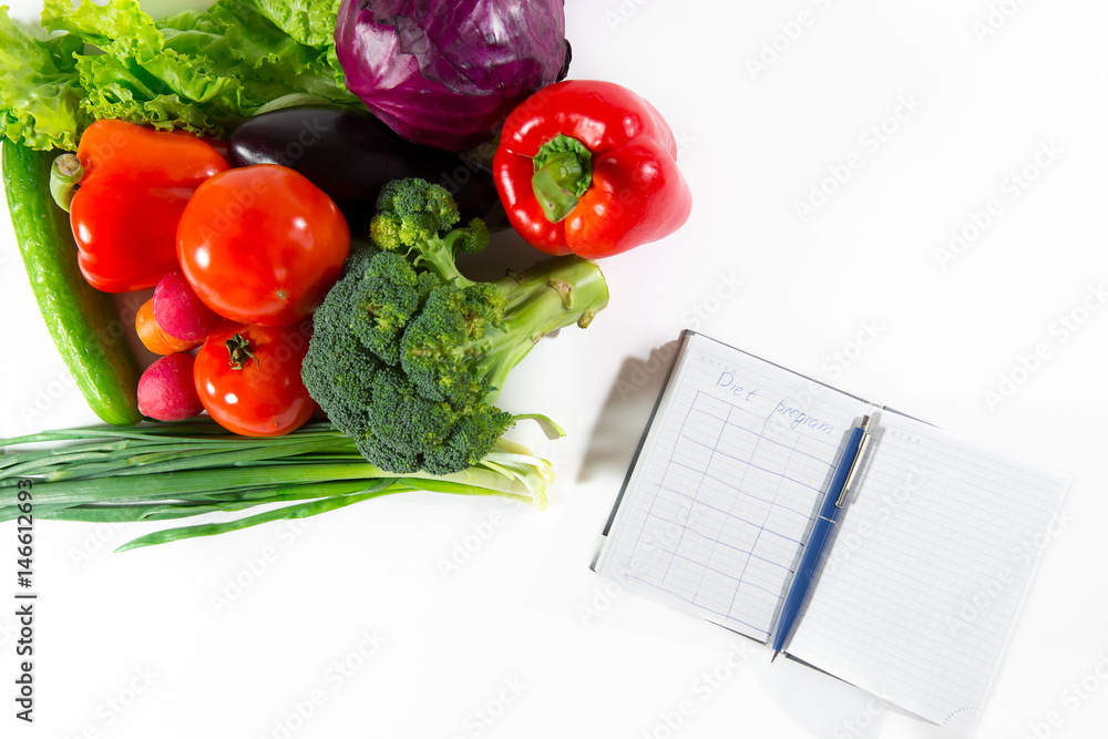 健康生物营养，饮食计划，成熟蔬菜