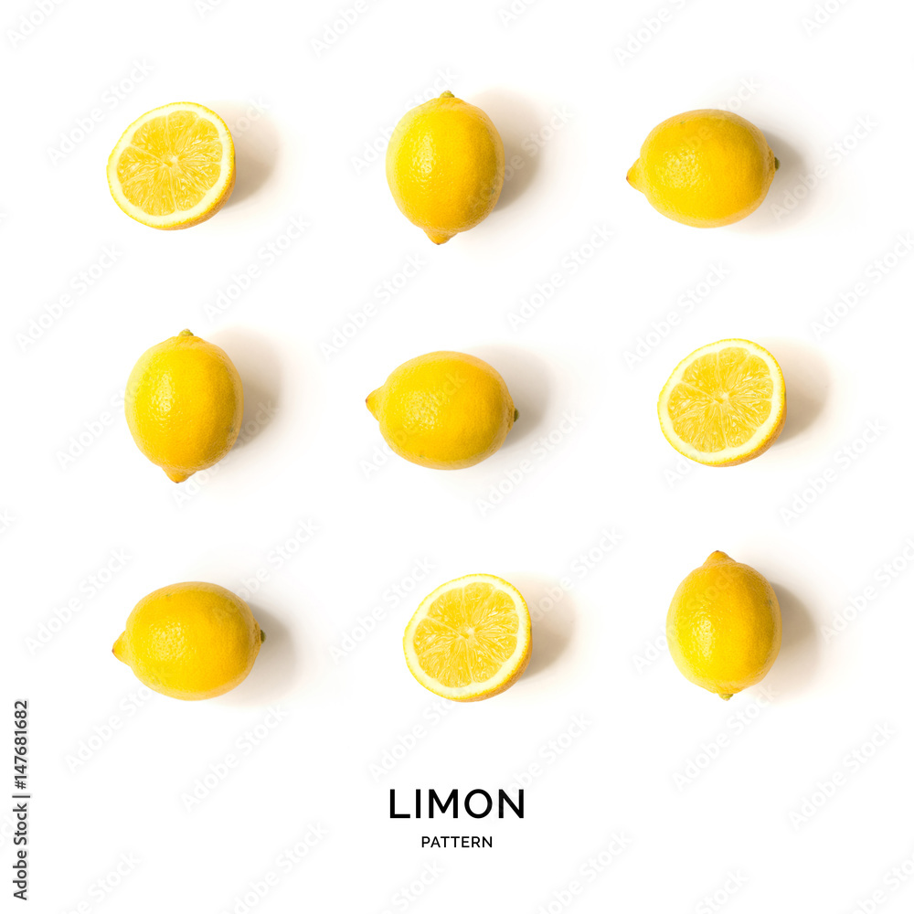 水果无缝图案。热带抽象背景。白底柠檬色。