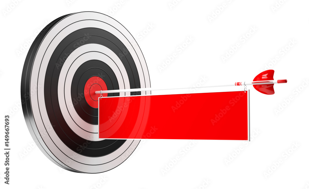 3D渲染目标黑白和带箭头的红色目标