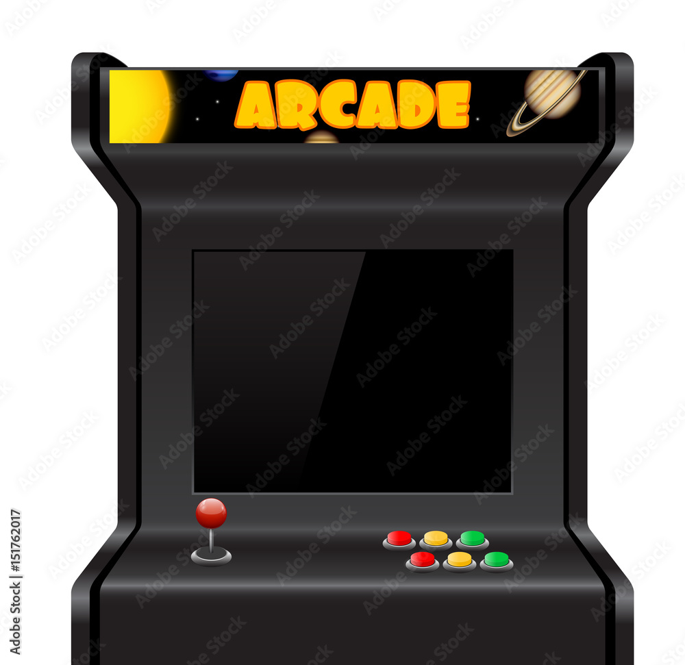 Arcade machine isolated on white, vector