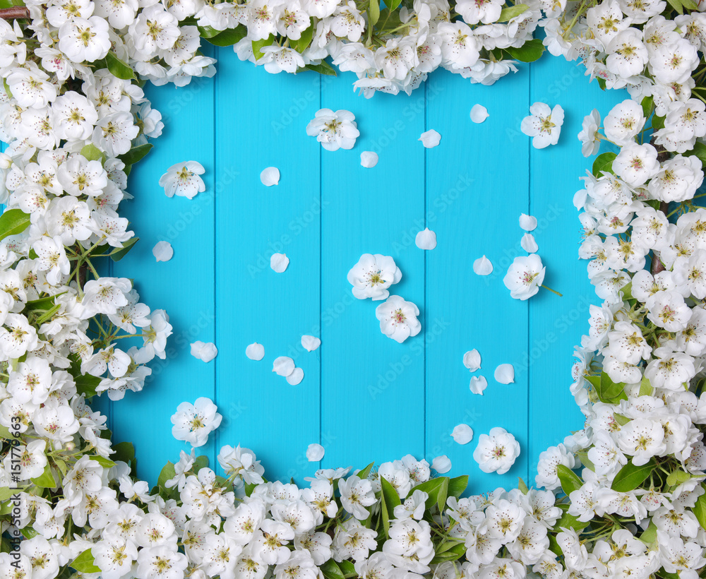 Spring flowers on wooden