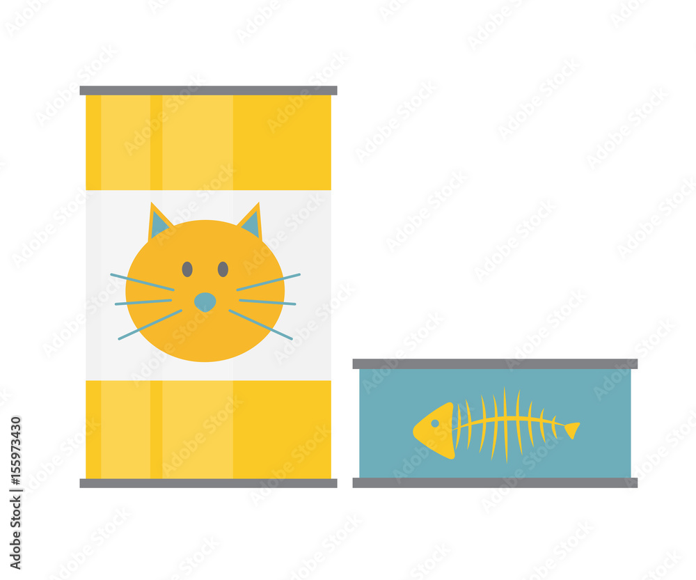 现代平面风格图标中的宠物食品罐模板。用于De的材料