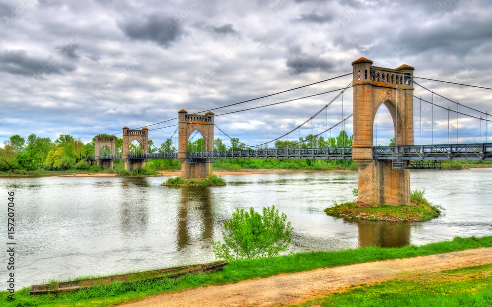 Suspension Bridge spanning the Loire in Langeais, France