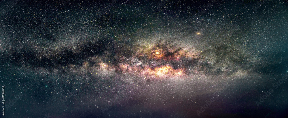 Galaxy Milky way panorama view in sky, night view black hole in universe. galaxy of the earth in spa