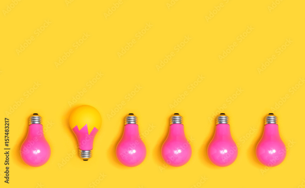 Colored light bulbs aligned