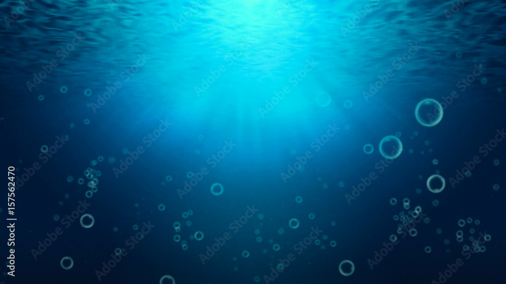 阳光和深海或水下海洋作为背景。