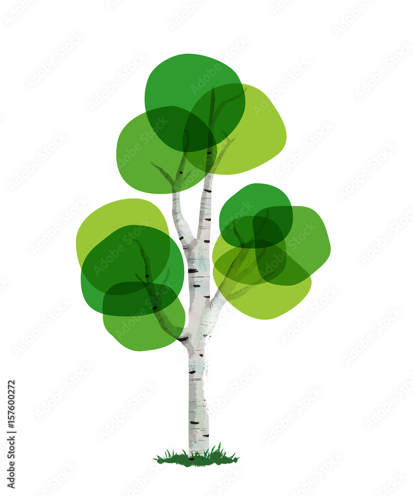 绿树概念插图手绘风格