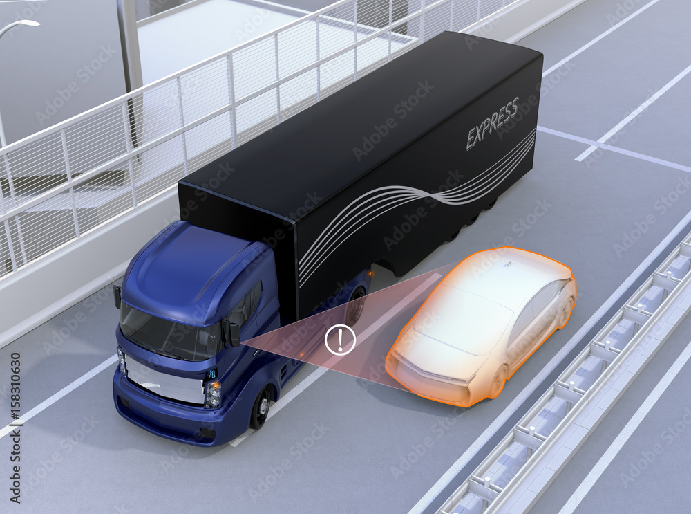 Side view assist system avoid car accident when changing lane. Concept for driver assistance systems