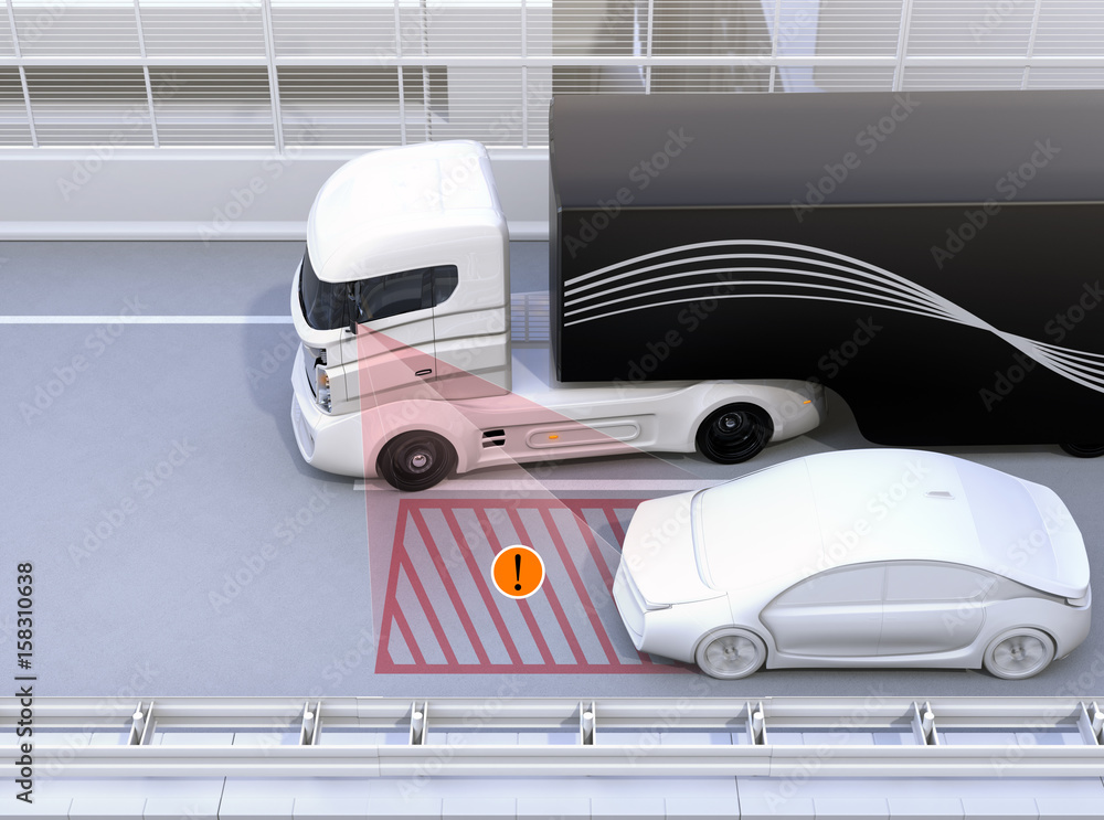 侧视辅助系统在变道时避免车祸。驾驶员辅助系统的概念