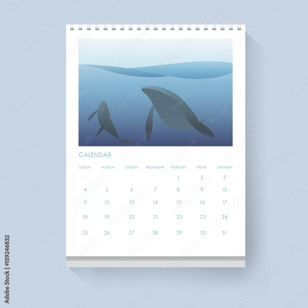 与鲸鱼在海洋中合影的日期日历