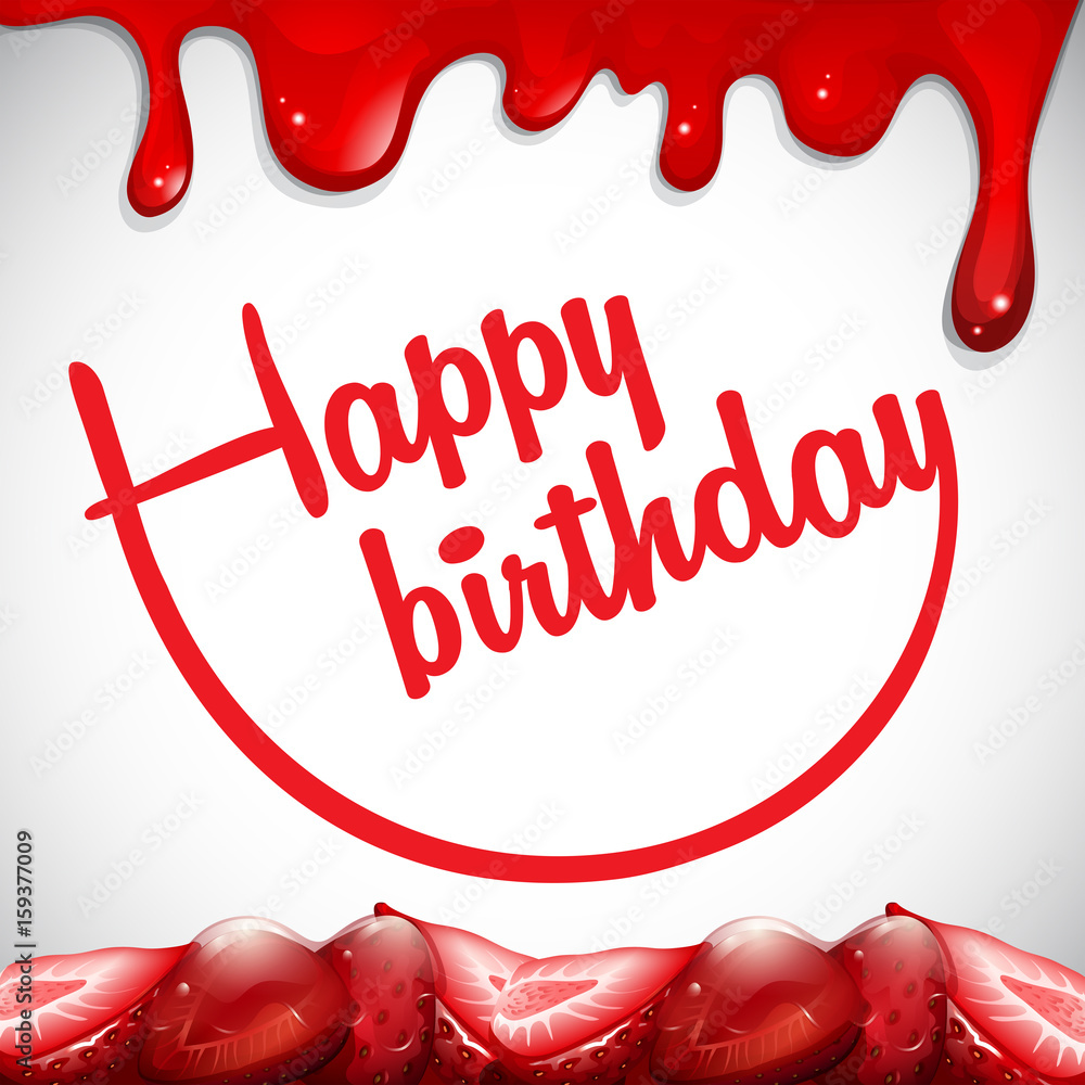 Birthday card template with strawberry jam