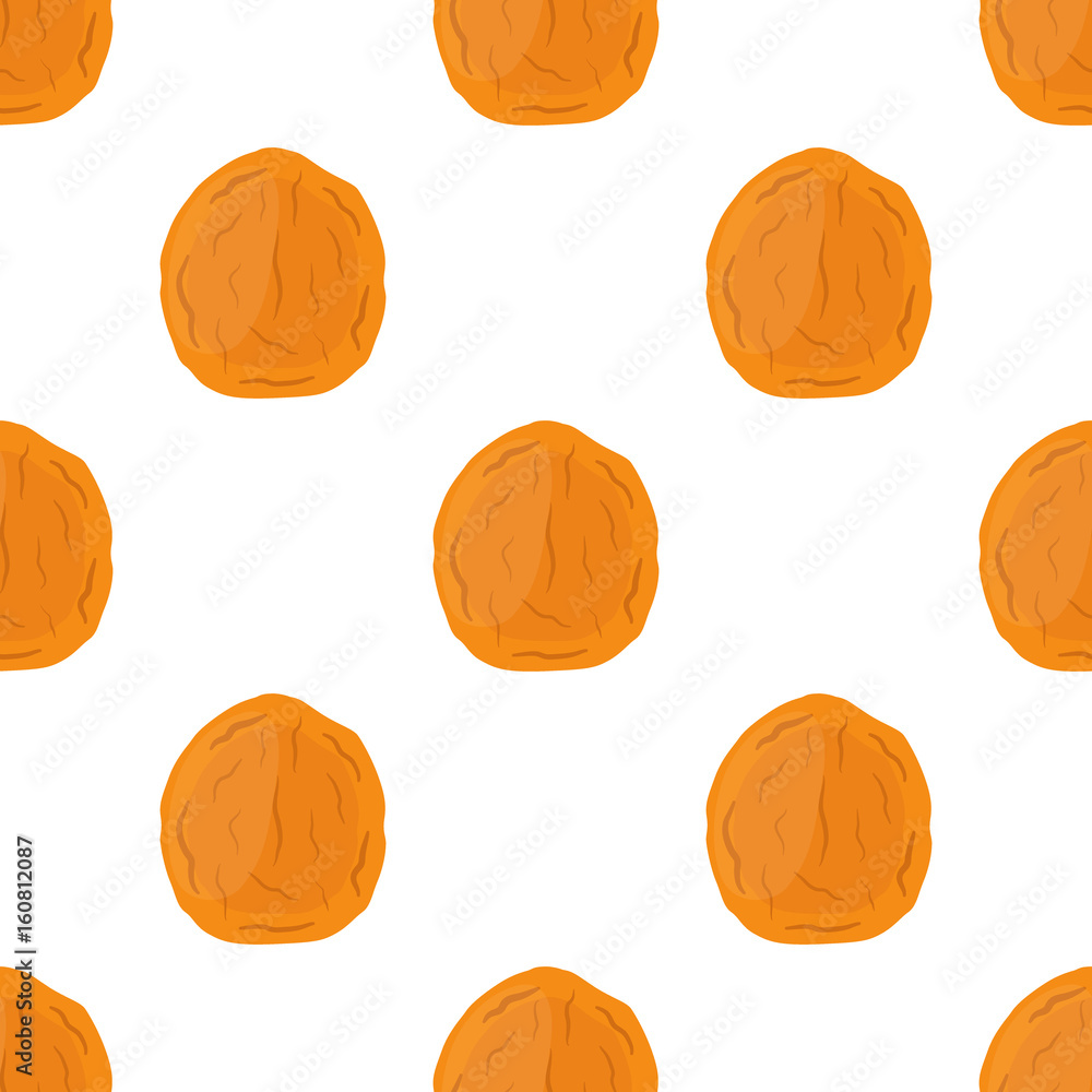 卡通扁平风格的杏干无缝图案，素食小吃
