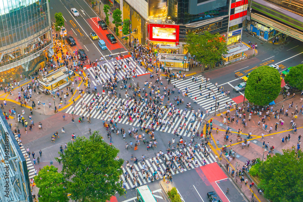 东京涩谷十字路口俯视图