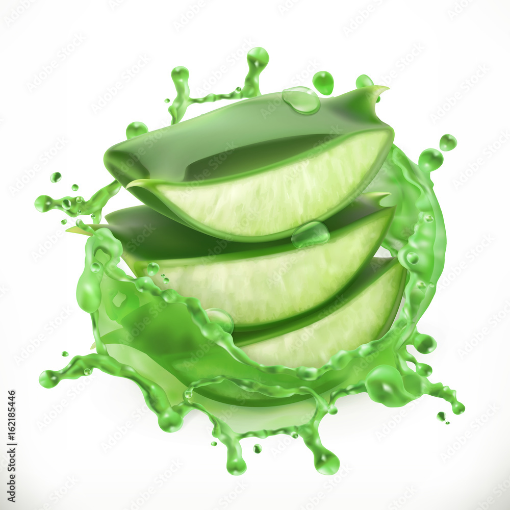 Aloe juice, health and care 3d vector icon