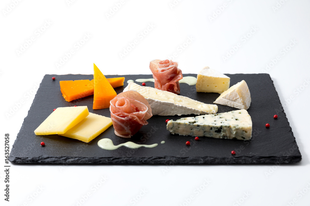 cheese appetizer on white background