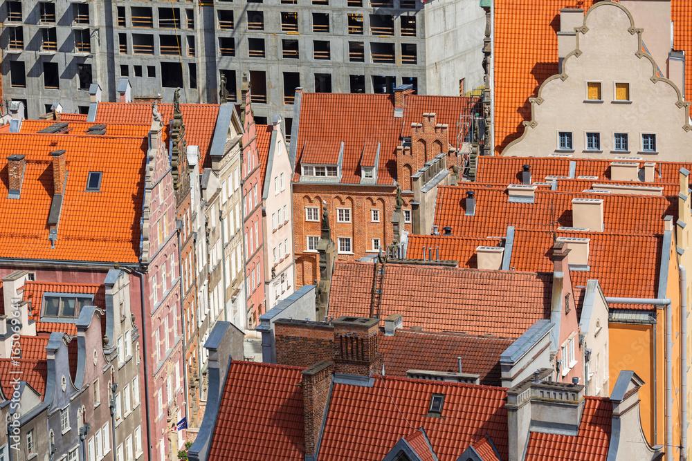 Aerial view of the old town in Gdansk, Poland