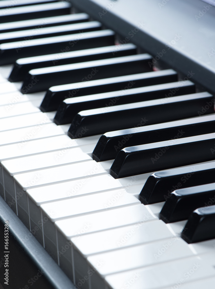close-up of piano keys. close frontal view
