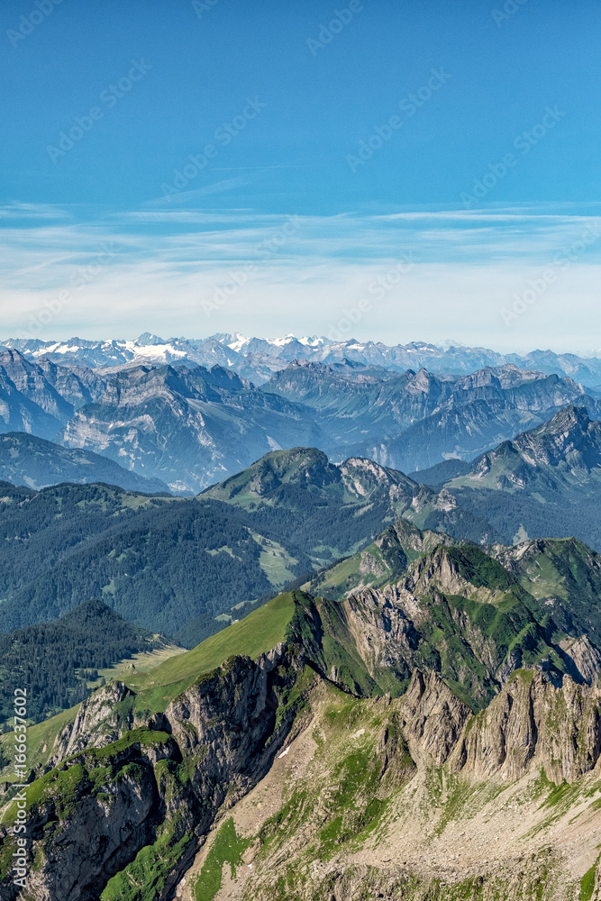 Mountain view from  Mount Saentis, Switzerland , Swiss Alps.
