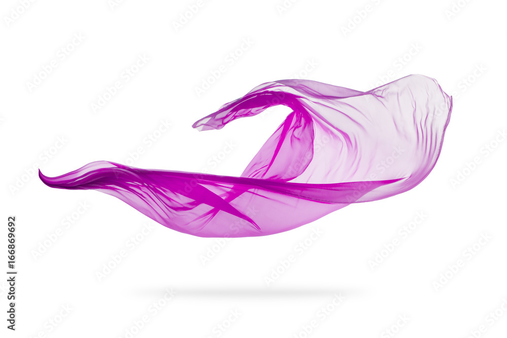光滑优雅的紫色布料隔离在白色背景上